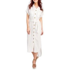 Lily Black Button Front Maxi Dress White Med